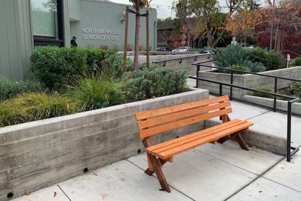 Hand-made guerilla bus bench in Berkeley